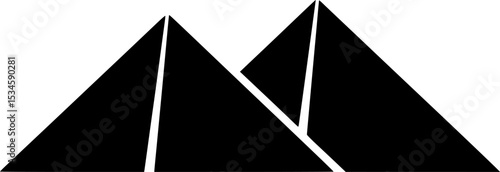 Two pyramids in solid black against white background evokes Egypt ancient history
