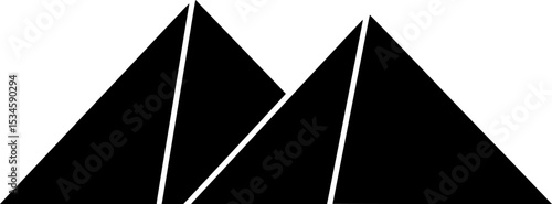 Two pyramids in solid black against white background evokes Egypt ancient history

