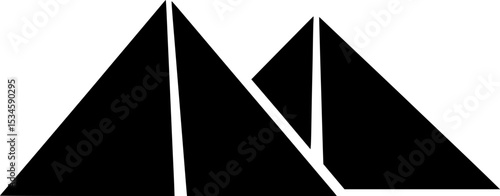 Two pyramids in solid black against white background evokes Egypt ancient history

