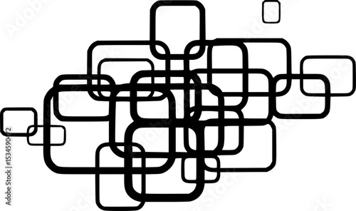 Overlapping black rectangles with rounded corners create a simple graphic design
