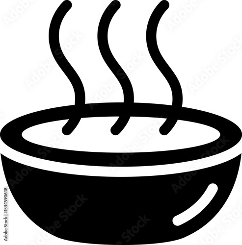 Hot soup bowl icon. Silhouette style.