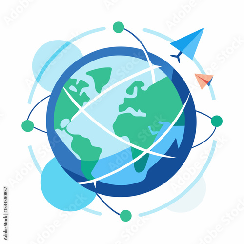 Global Migration Arrows and Globe Vector for International Migrants Day