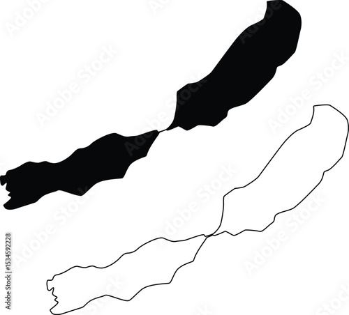 Map of Twin Lakes California USA Silhouette Flat and Outline Design