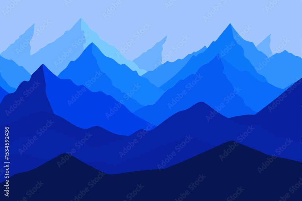 Naklejka premium Serene Blue Mountains A Captivating Landscape Illustration