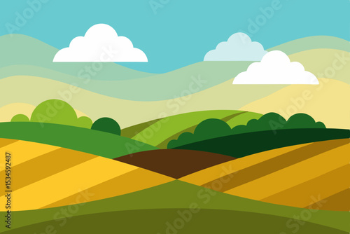 Serene Rolling Hills Landscape A picturesque view of idyllic countryside scenery