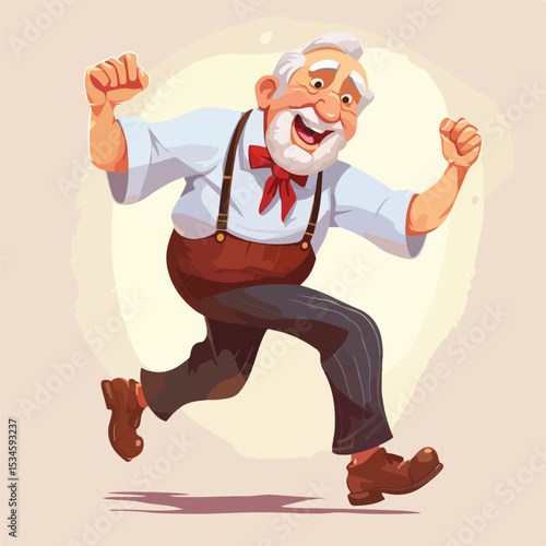 Joyful Elderly Man Dancing Cartoon Vector Illustration for Design Projects