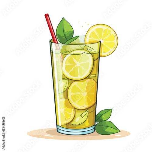 Refreshing Lemonade Natural Juice Cup Vector Illustration for Graphic Designs
