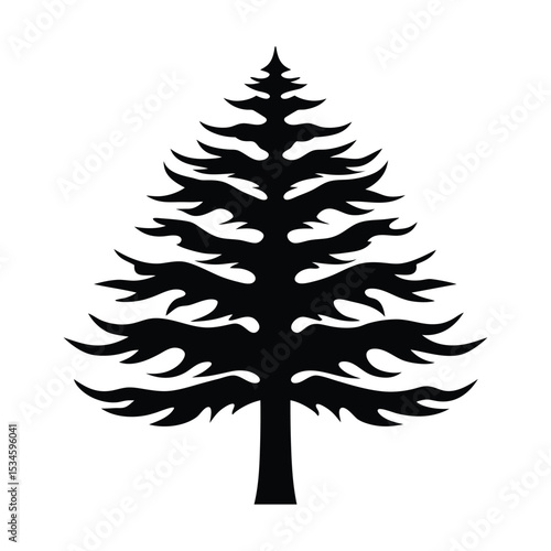 Silhouette vector illustration of a cedar tree elegant natural sketch Vector illustration