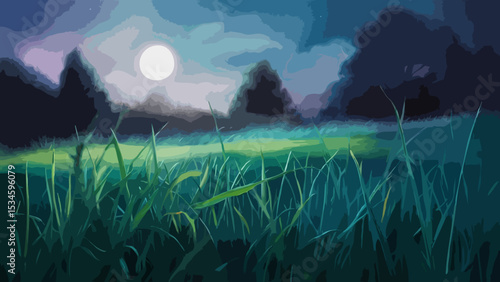 Grassland at night