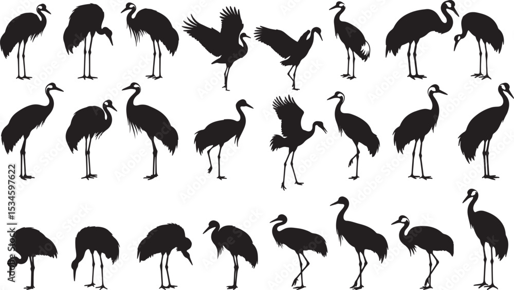 Fototapeta premium Crane Silhouettes Vector Pack