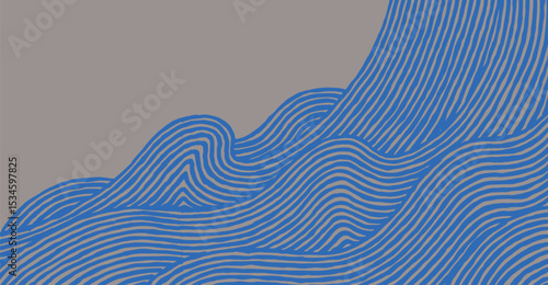 An artistic, hand drawn abstract wave pattern with fluid lines and gentle curves, Japanese style calm and natural motion, perfect for backgrounds, textiles, and modern design projects