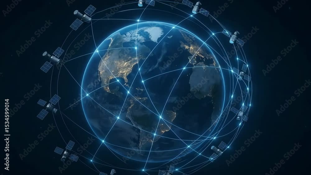 A captivating digital representation of Earth surrounded by a network of satellites, illustrating global communication and technological advancement in space. A captivating digital representation of Earth surrounded by a network of satellites, illustrating global communication and technological advancement in space.