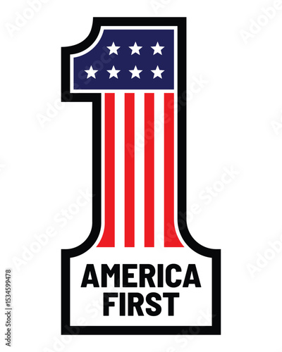 America First Patriotic Design – USA Nationalist Symbol, Red, White and Blue Graphic, Bold American Identity Statement