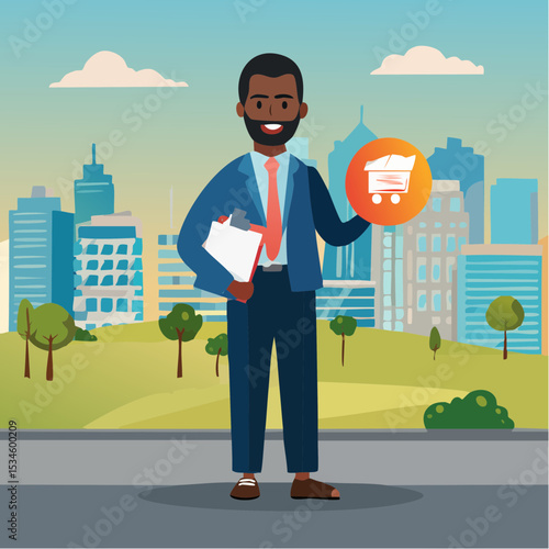 Marketing manager, online advertising, social media content or promotion campaign, customer or consumer target audience, branding communication concept, businessman holding viral marketing element