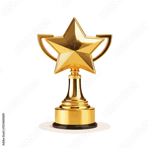 Luxurious Isolated Gold Trophy with Star Design for Premium Awards and Achievements