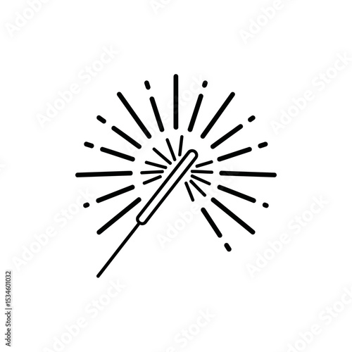 New Year's Eve sparkler icon with festive sparks