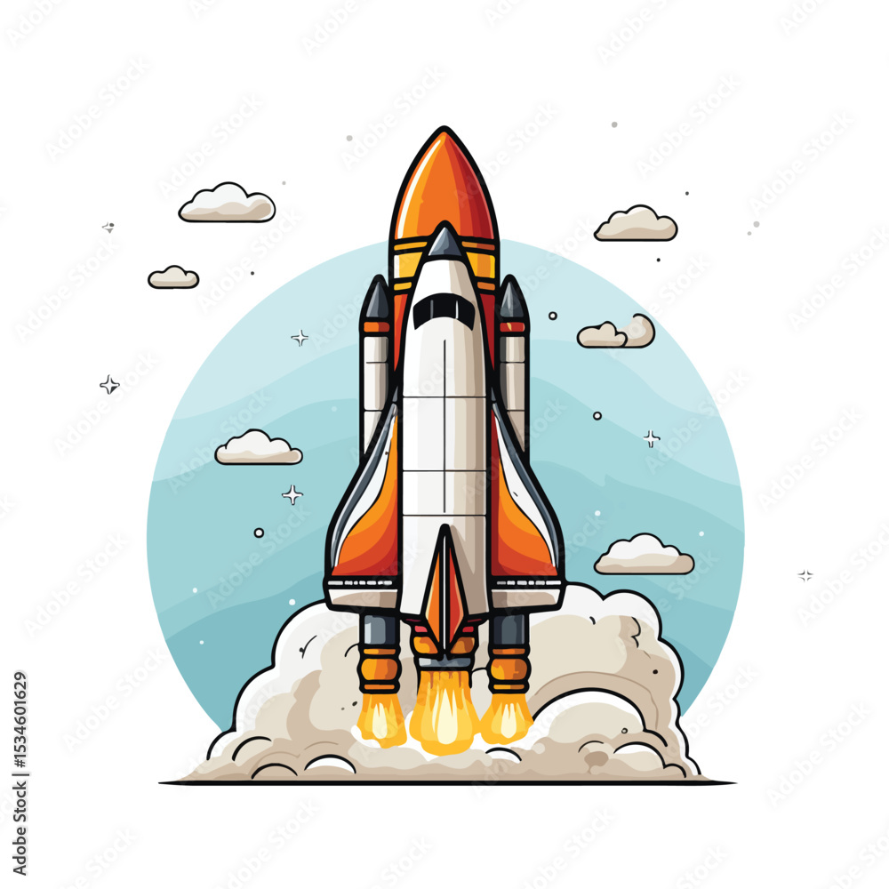 Fototapeta premium Space Rocket Startup Launcher Icon Vector Illustration for Creative Projects