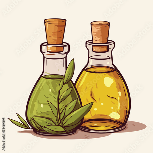 Luxurious Spa Oil Glass Bottle Vector Illustration for Aromatherapy and Beauty Products