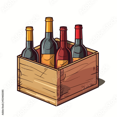 Professional Vector Illustration of Wine Bottles Drink in Box Packing for Marketing Materials