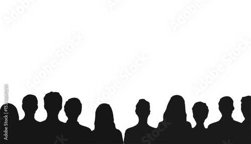 Group of silhouettes standing together against a plain background  