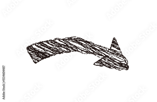 手書き風矢印　ベクター　ダウン