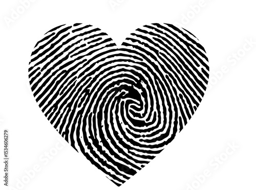 Fingerprint heart isolated on a white background 