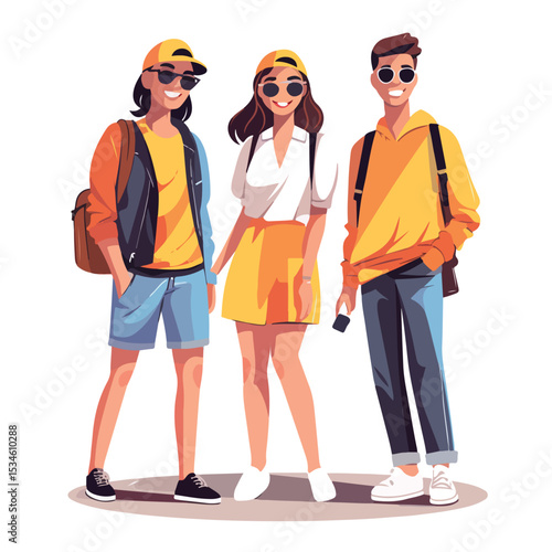 Diverse Group of Teenagers Smiling and Greeting with Cool Gestures in a Social Setting