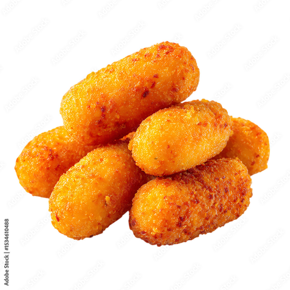 Golden Brown Crispy Fried Croquettes Food Snack Pile Closeup isolated on a transparent background image Golden Brown Crispy Fried Croquettes Food Snack Pile Closeup isolated on a transparent background image