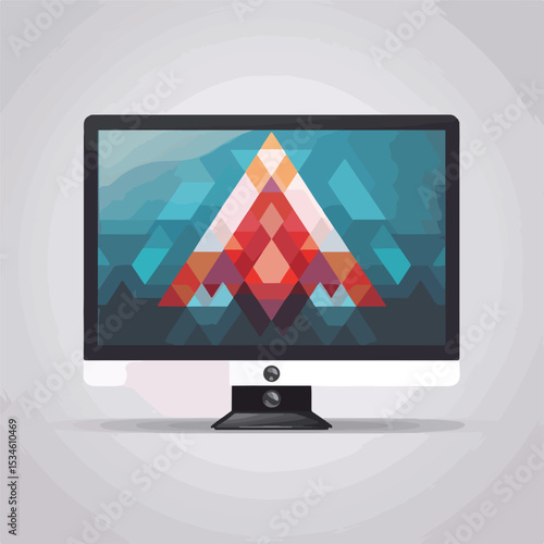 Professional Video Play Symbol on Computer Screen Icon Image for Multimedia Websites