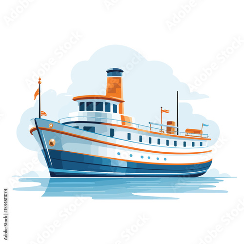 Modern Flat Boat Vector Illustration Isolated on White Background for Design Projects