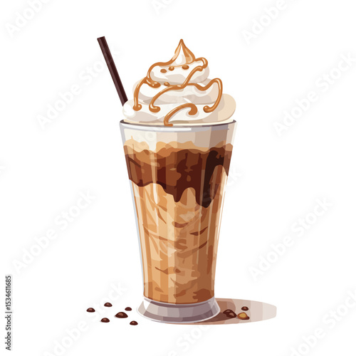 Premium Coffee Flavor Milkshake Cold Drink Vector Illustration for Marketing Campaigns