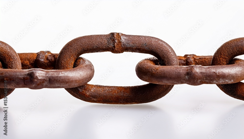 Obraz premium rusted chain link on white background
