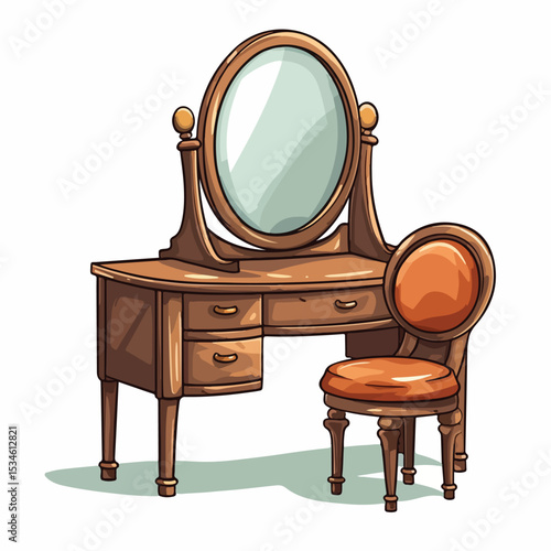 Modern Cartoon Vector Mirror for Interior Design Concepts