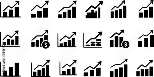 Growth Trend Chart icon vector set. Profit graph illustration sign collection. up arrow symbol or logo.
