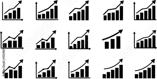 Growth Trend Chart icon vector set. Profit graph illustration sign collection. up arrow symbol or logo.
