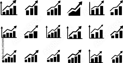 Growth Trend Chart icon vector set. Profit graph illustration sign collection. up arrow symbol or logo.
