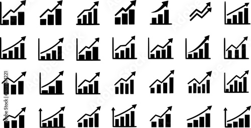 Growth Trend Chart icon vector set. Profit graph illustration sign collection. up arrow symbol or logo.
