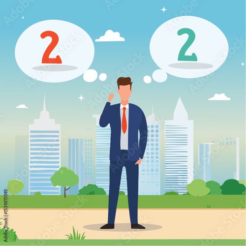 Second opinion, suggestion or advice to consider, reason or logical thinking, information to make decision or judgement concept, businessman think from listening to second opinion and make decisio