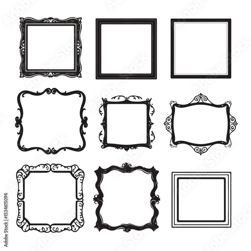 Vintage Retro Frame Photo Gallery Decoration Icon Vector Illustration