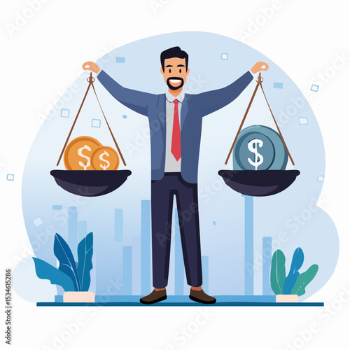 Stocks vs bonds in investment asset allocation, risk assessment portfolio or expected return in long term mutual funds, pension fund concept, businessman investor balance on stocks and bonds seesa