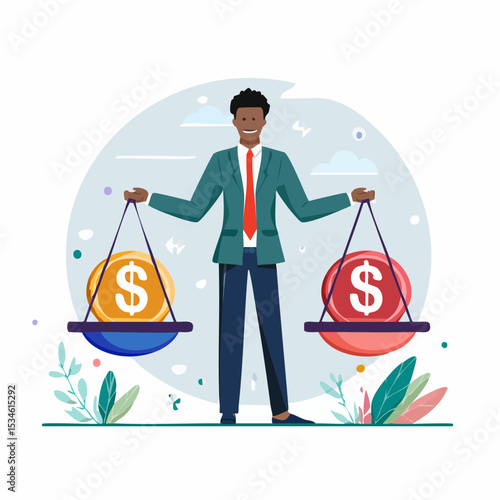 Stocks vs bonds in investment asset allocation, risk assessment portfolio or expected return in long term mutual funds, pension fund concept, businessman investor balance on stocks and bonds seesa