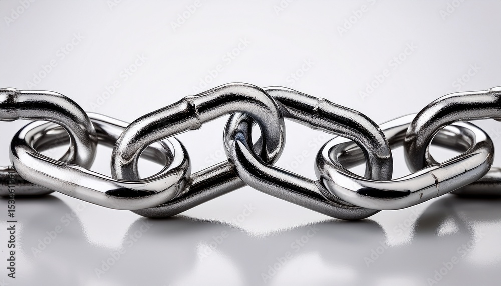 Obraz premium silver chain link on white background