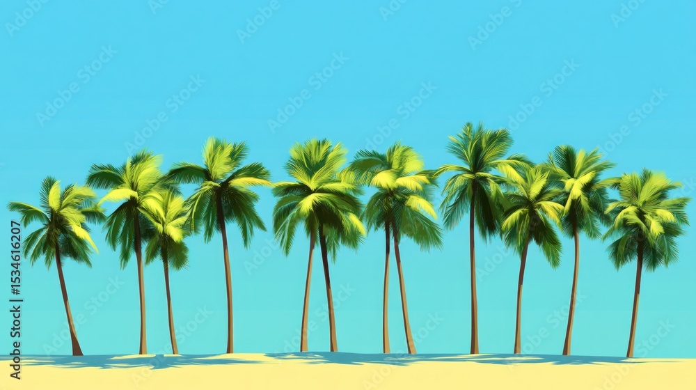Fototapeta premium Row of palm trees on a beach