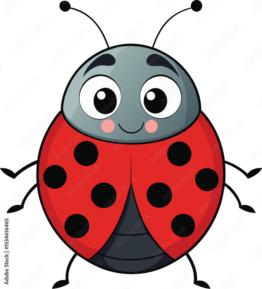 Fototapeta premium Cartoon cute ladybug on white background