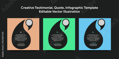 Creative Testimonial Editable Vector template, Empty speech bubbles, What our Clients Say, Quote, Review, Feedback, Infographic Template, Label, text box layout design, recommendation note, rate us