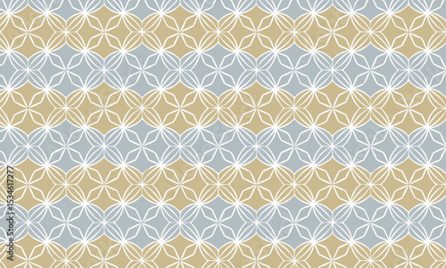 Elegant Geometric Striped Lace Pattern in Blue and Gold. Seamless luxury vector background for formal invitations