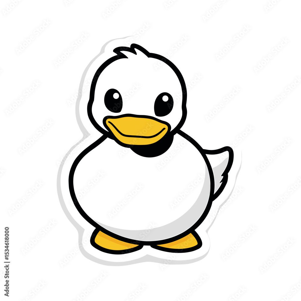 Fototapeta premium Duck and Duckling Character Mascot – Cartoon Vector Icon Sticker Stock Illustration
