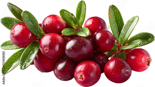 Wallpaper Mural Freshly harvested ripe cranberries with green leaves on a isolated on white transparent background showcase the vibrant colors of seasonal produce Torontodigital.ca