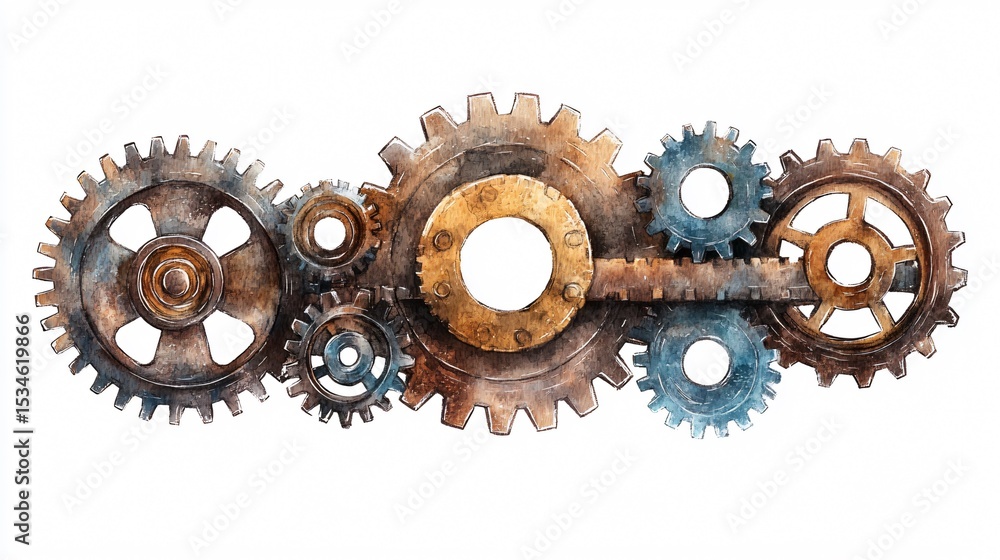 Gears and Industry Frame Background Watercolor V Gears and Industry Frame Background Watercolor V