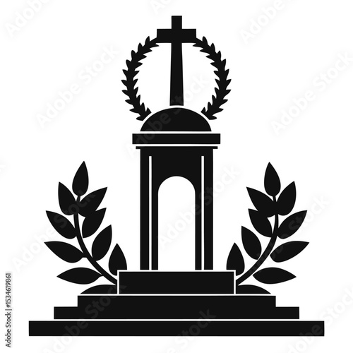 Podium icon black silhouette vector art and illustration